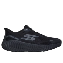 Skechers Women's Go Run Now Starfuse Slip-ins Running Shoes Black with Air-Cooled Goga Mat Insole and Heel Pillow, Vegan Design, Fixed Stretch Laces, Size 38 for Women