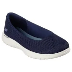 Skechers Women's On The GO Flex Cherie Navy Mesh Skimmer Shoes With Sparkle Crisscross Gore Detail And Air Cooled Goga Mat Insole Size 40 For Ultimate Comfort And Style - Skechers