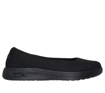 Skechers Women's Arch Fit Inspire Ballet Skimmer Black Vegan Mesh Shoes with Removable Arch Fit Insole and Lightweight ULTRA GO Cushioned Midsole Size 37
