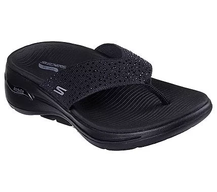 Skechers Women's Go Walk Arch Fit Sandal with Dazzle Rhinestone Detail in Black, Featuring Arch Fit Support, Ultra Go Cushioning, and Size 37 for Women's Footwear - Skechers - Image 3