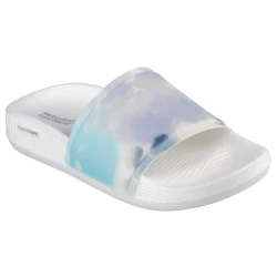 Skechers Women's Hyper Slide Sandals with HYPER BURST Cushioning and Goodyear Performance Outsole in Blue Tie Dye Print, Size 37, Perfect for Post Cardio Comfort and Style
