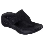 Skechers Women's Go Walk Arch Fit Sandal Black 36 Supportive Comfort Goga Mat Footbed - Skechers