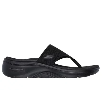 Skechers Women's GO WALK Arch Fit 2.0 Carrie Sandal Featuring Arch Fit Technology Quick Dry Knit Strap Upper Contoured Goga Mat Footbed ULTRA GO Cushioning Black Size 39 - Skechers - Image 2