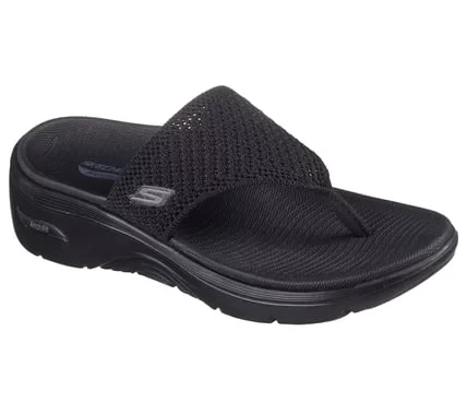Skechers Women's GO WALK Arch Fit 2.0 Carrie Sandal Featuring Arch Fit Technology Quick Dry Knit Strap Upper Contoured Goga Mat Footbed ULTRA GO Cushioning Black Size 39 - Skechers - Image 3