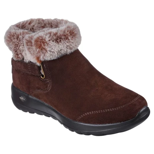 Skechers Women's On The Go Joy First Glance Booties 3M Scotchgard Treated Suede Faux Fur Trim 5 GEN Technology Cushioned Comfort Boot 37.5 Coffee Color Winter Ready Footwear - Skechers - Image 3