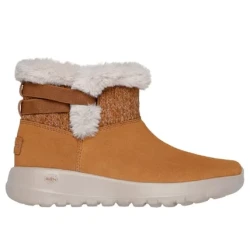 Skechers Women's On The Go Joy First Glance Boots Brown Size 37 Featuring 3M Scotchgard Suede Upper Faux Fur Trim and Lining With Air Cooled Goga Mat Insole