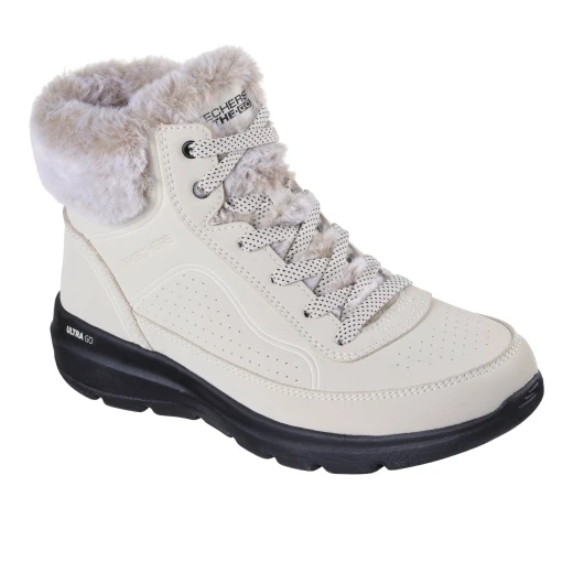 Skechers Women's On the GO Glacial Ultra Mountain Muse Sneaker Boots 3M Scotchgard Debossed Vegan Leather Faux Fur Trim 38.5 Natural Size Air Cooled Goga Mat - Skechers - Image 3