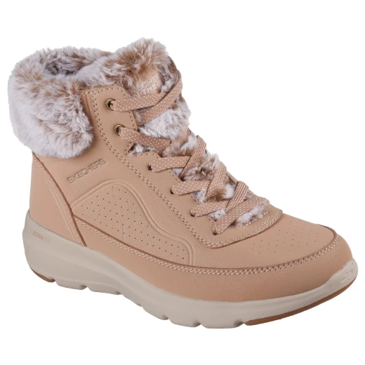 حذاء سكيتشرز النسائي On-the-GO Glacial Ultra Mountain Muse مقاس 36 بلون تان مع حماية 3M Scotchgard، حواف من الفرو الصناعي، نعل داخلي Air-Cooled Goga Mat، وتوسيد ULTRA GO - سكيتشرز - Image 3