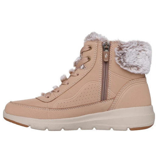 حذاء سكيتشرز النسائي On-the-GO Glacial Ultra Mountain Muse مقاس 36 بلون تان مع حماية 3M Scotchgard، حواف من الفرو الصناعي، نعل داخلي Air-Cooled Goga Mat، وتوسيد ULTRA GO - سكيتشرز - Image 5
