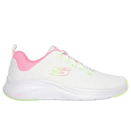 حذاء رياضي نسائي Skechers Vapor Foam، حذاء جري خفيف الوزن برباط علوي، تصميم شبكي هندسي، نعل داخلي من إسفنج ميموري فوم مبرد بالهواء، ونعل أوسط من Lite-Foam، مقاس 37، أبيض اللون - سكيتشرز - Image 3