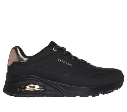 Skechers Women's Uno Shimmer Away Slip On Fashion Sneaker with Metallic Trim, Air-Cooled Memory Foam Insole, and Skech Air Midsole Size 40 Black - Skechers - Image 2