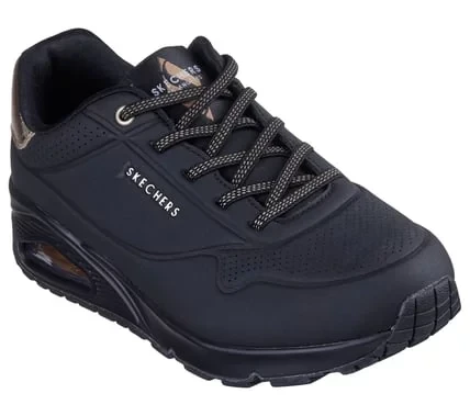 Skechers Women's Uno Shimmer Away Slip On Fashion Sneaker with Metallic Trim, Air-Cooled Memory Foam Insole, and Skech Air Midsole Size 40 Black - Skechers - Image 3
