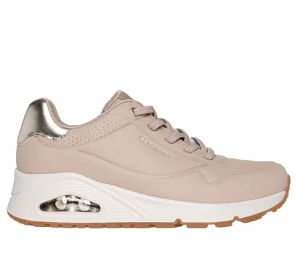 Skechers Women's Uno Shimmer Away Slip On Fashion Sneaker Nude Metallic Trim Stretch Laces Air Cooled Memory Foam Insole Size 40 Skechers Women's Uno Shimmer Away Slip On Fashion Sneaker Nude Metallic Trim Stretch Laces Air Cooled Memory Foam Insole Size 40