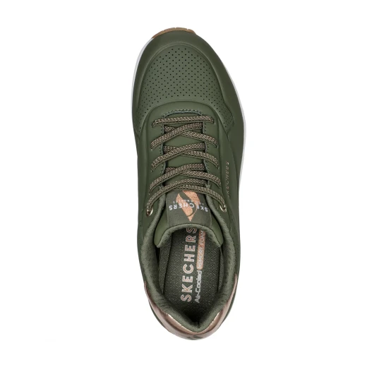 Skechers Women's Uno Olive Fashion Sneaker with Air-Cooled Memory Foam Insole and Skech-Air Midsole 38 Slip On Style Metallic Trim and Stretch Laces for Ultimate Comfort and Style - Skechers - Image 4