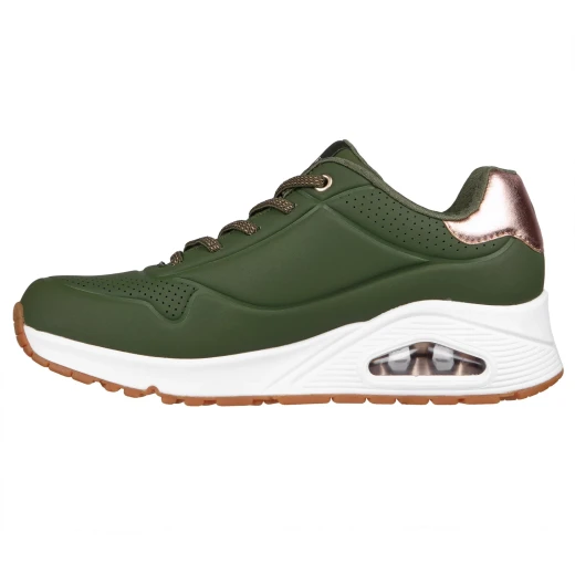 Skechers Women's Uno Olive Fashion Sneaker with Air-Cooled Memory Foam Insole and Skech-Air Midsole 38 Slip On Style Metallic Trim and Stretch Laces for Ultimate Comfort and Style - Skechers - Image 5