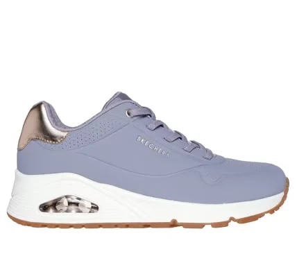 Skechers Street Women's Uno Shimmer Away Fashion Sneaker with Metallic Trim, Stretch Laces, Air-Cooled Memory Foam Insole, and Skech-Air Visible Air-Cushioned Midsole, Size 37 Skechers Street Women's Uno Shimmer Away Fashion Sneaker with Metallic Trim, Stretch Laces, Air-Cooled Memory Foam Insole, and Skech-Air Visible Air-Cushioned Midsole, Size 37