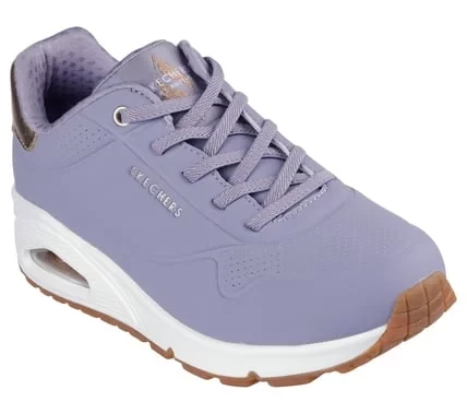 Skechers Street Women's Uno Shimmer Away Fashion Sneaker with Metallic Trim, Stretch Laces, Air-Cooled Memory Foam Insole, and Skech-Air Visible Air-Cushioned Midsole, Size 37 - Skechers - Image 3