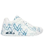 Skechers x JGoldcrown Women's Uno Spread the Love Sneakers White/Blue 37 with Air-Cooled Memory Foam and Skech-Air Midsole - Skechers