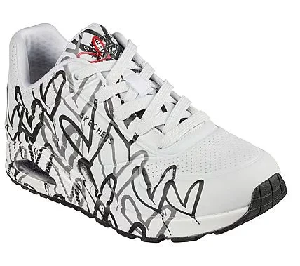 Skechers x JGoldcrown Women's Uno Spread the Love Sneakers White/Blue 37 with Air-Cooled Memory Foam and Skech-Air Midsole - Skechers - Image 3