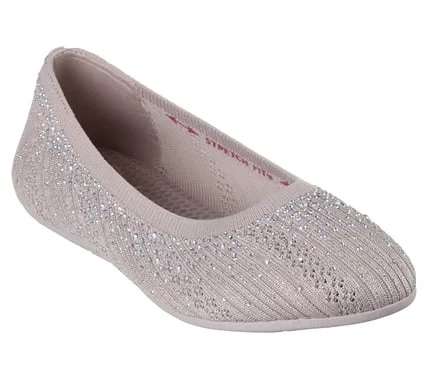 Skechers Women's Cleo 2.0 Glitzy Daze Slip On Shoes Taupe Size 37 Featuring Sparkle Knit Upper, Rhinestone Embellishments, Air Cooled Memory Foam Insole, and Eco Friendly Design - Skechers - Image 3