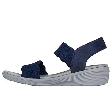Skechers WOMEN'S Arya On The Rise Vegan Sandal Navy Blue with Scalloped Knit Upper Adjustable Backstrap and Luxe Foam Comfort Insole Size 39 for Ultimate Comfort and Style - Skechers - Image 3