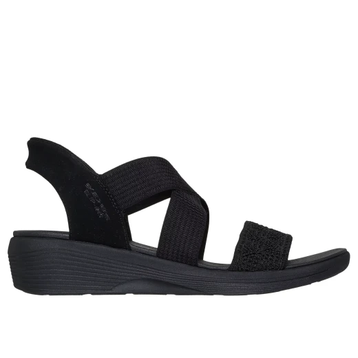 Skechers Women's Arya Very Demure Hands Free Slip Ins Black Vegan Sandal Featuring Stretch Cross Strap Design and Luxe Foam Comfort Insole for Women Size 36 - Skechers - Image 7