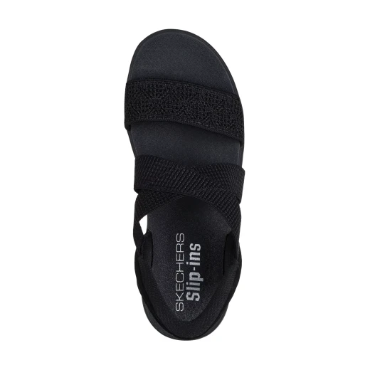 Skechers Women's Arya Very Demure Hands Free Slip Ins Black Vegan Sandal Featuring Stretch Cross Strap Design and Luxe Foam Comfort Insole for Women Size 36 - Skechers - Image 9