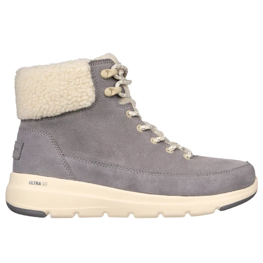 Skechers Women's Glacial Ultra Woodlands Winter Boots Grey Suede with Sherpa Lining Air Cooled Goga Mat Insole Ultra Go Cushioning Size 38.5 Casual Cold Weather Footwear - Skechers - Image 2