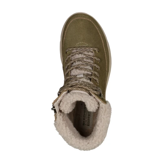 Skechers Women's On-the-GO Glacial Ultra Woodlands Boots Olive Color Suede Upper Sherpa Lining Air-Cooled Goga Mat Insole Ultra GO Cushioning Cold Weather Boots 38 Size - Skechers - Image 3