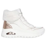 Skechers Women's Uno Rugged Fall Shimmer Sneaker Boots White 37.5 with Faux Fur Collar and Skech Air Midsole Featuring Air Cooled Memory Foam Insole for Ultimate Comfort and Style - Skechers