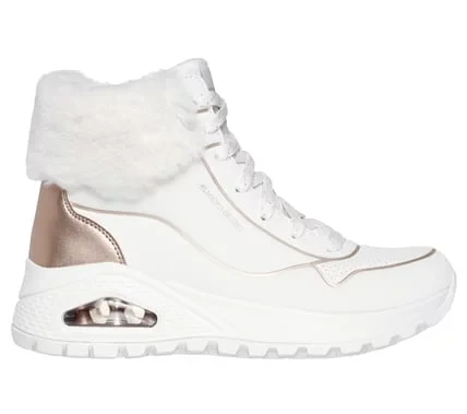 Skechers Women's Uno Rugged Fall Shimmer Sneaker Boots White 37.5 with Faux Fur Collar and Skech Air Midsole Featuring Air Cooled Memory Foam Insole for Ultimate Comfort and Style - Skechers - Image 2