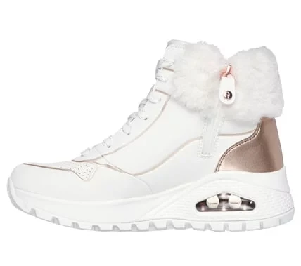 Skechers Women's Uno Rugged Fall Shimmer Sneaker Boots White 37.5 with Faux Fur Collar and Skech Air Midsole Featuring Air Cooled Memory Foam Insole for Ultimate Comfort and Style - Skechers - Image 6