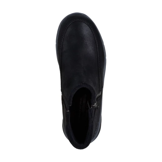 بوت كاحل Skechers Easy Going نسائي أسود 38.5 يتميز بجزء علوي من الجلد النباتي وبطانة من الشانيل وسحاب جانبي ونعل داخلي من رغوة الذاكرة المبردة بالهواء للدفء والراحة - سكيتشرز - Image 5