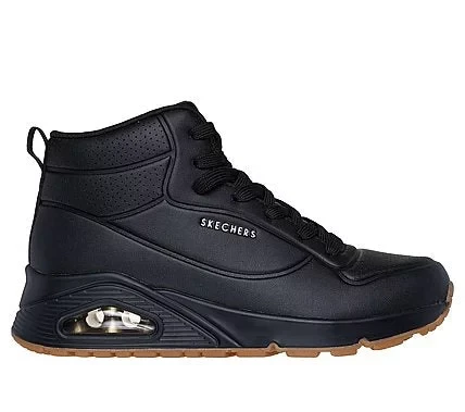 Skechers Street Women's Uno Stand High High Top Fashion Sneaker Black Debossed Duraleather Upper Air Cooled Memory Foam Insole Skech Air Midsole Size 37 - Skechers - Image 11