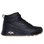 Skechers Street Women's Uno Stand High High Top Fashion Sneaker Black Debossed Duraleather Upper Air Cooled Memory Foam Insole Skech Air Midsole Size 37 - Skechers