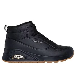 Skechers Street Women's Uno Stand High High Top Fashion Sneaker Black Debossed Duraleather Upper Air Cooled Memory Foam Insole Skech Air Midsole Size 37
