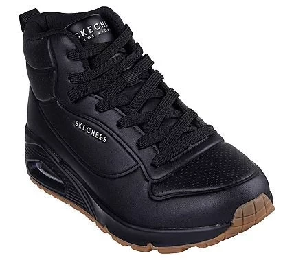 Skechers Street Women's Uno Stand High High Top Fashion Sneaker Black Debossed Duraleather Upper Air Cooled Memory Foam Insole Skech Air Midsole Size 37 - Skechers - Image 7