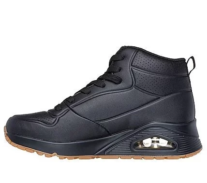 Skechers Street Women's Uno Stand High High Top Fashion Sneaker Black Debossed Duraleather Upper Air Cooled Memory Foam Insole Skech Air Midsole Size 37 - Skechers - Image 9