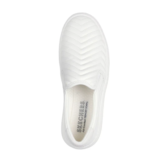 Skechers Women's Court Break Sneakers White Rib Knit Laceless Vegan Design Featuring Air Cooled Memory Foam Insole Court Style Midsole Size 40 Casual Comfortable Footwear - Skechers - Image 4