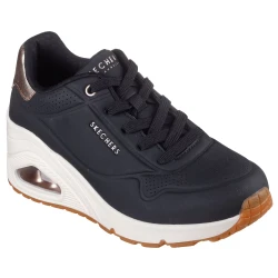Skechers Women's Uno Wedge Hi Steps Fashion Sneakers in Black, Featuring Air Cooled Memory Foam Insole & Platform Wedge with Visible Skech Air Midsole, Size 40
