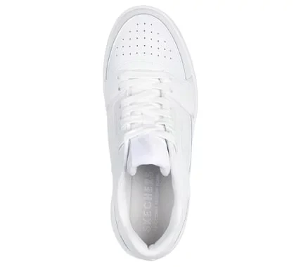 Skechers Women's Uno Courted Style White Leather Sneakers Size 37.5 Featuring Air-Cooled Memory Foam Insole and Skech-Air Airbag Midsole Contrast Piped Trim Lace Up Shoes - Skechers - Image 4