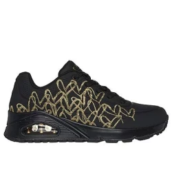 Skechers JGoldcrown Uno Golden Heart Sneakers Black 37.5 Women's Shoes