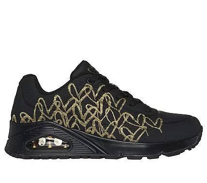 Skechers JGoldcrown Uno Golden Heart Sneakers Black 37.5 Women's Shoes - Skechers - Image 2