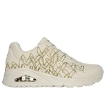 Skechers Street x JGoldcrown Uno Golden Heart Women's Sneakers Natural Color 38 Featuring Mylar Embroidery and Air-Cooled Memory Foam - Skechers