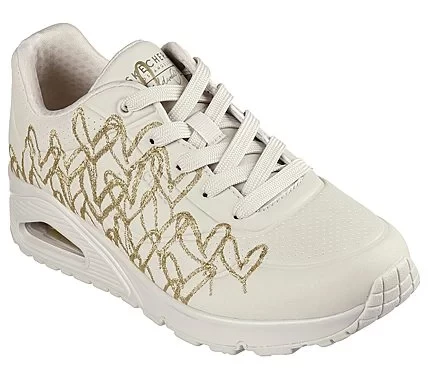 Skechers Street x JGoldcrown Uno Golden Heart Women's Sneakers Natural Color 38 Featuring Mylar Embroidery and Air-Cooled Memory Foam - Skechers - Image 3