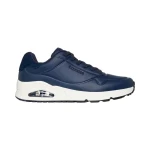 Skechers Street UNO Tailored Air Men's Navy Sneakers with Air-Cooled Memory Foam Insole, Durable Duraleather Upper, and Fixed Stretch Laces. Size 40. Sporty and Comfortable. - Skechers