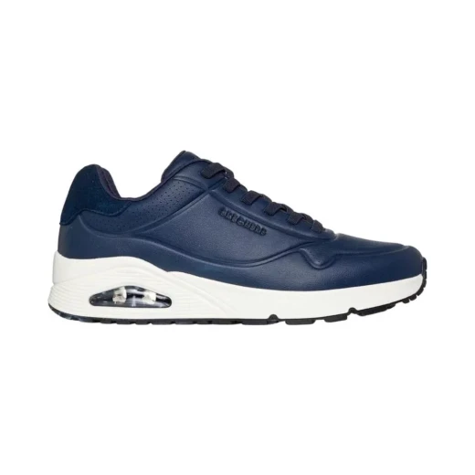 Skechers Street UNO Tailored Air Men's Navy Sneakers with Air-Cooled Memory Foam Insole, Durable Duraleather Upper, and Fixed Stretch Laces. Size 40. Sporty and Comfortable. - Skechers - Image 2