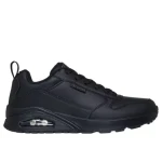 Skechers Street Men's Uno Alder Black Lace Up Sneaker With Air Cooled Memory Foam Insole And Skech Air Visible Airbag Midsole, Duraleather Upper, Style 183012, Size 45, Black Color - Skechers