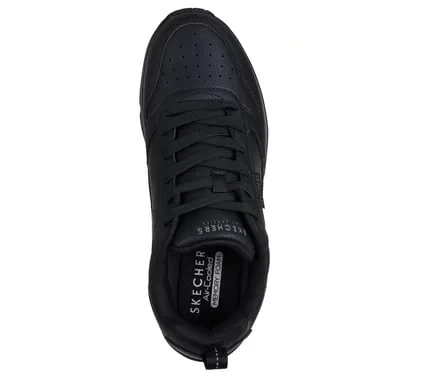 Skechers Street Men's Uno Alder Black Lace Up Sneaker With Air Cooled Memory Foam Insole And Skech Air Visible Airbag Midsole, Duraleather Upper, Style 183012, Size 45, Black Color - Skechers - Image 4