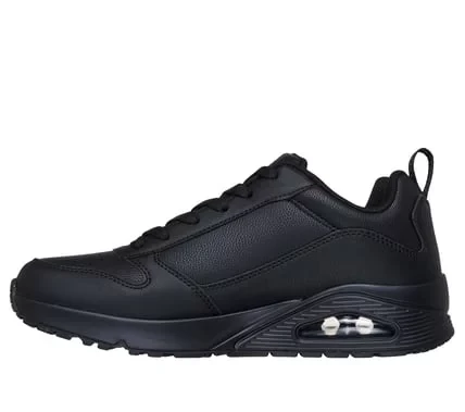Skechers Street Men's Uno Alder Black Lace Up Sneaker With Air Cooled Memory Foam Insole And Skech Air Visible Airbag Midsole, Duraleather Upper, Style 183012, Size 45, Black Color - Skechers - Image 5